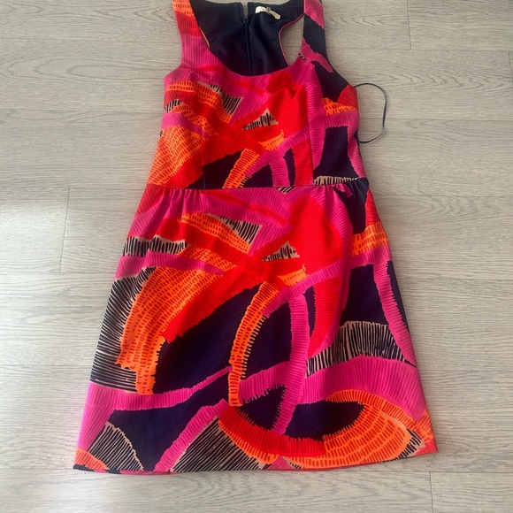 Trina Turk Colorful Abstract Racerback Dress Size 8 - Picture 3 of 6